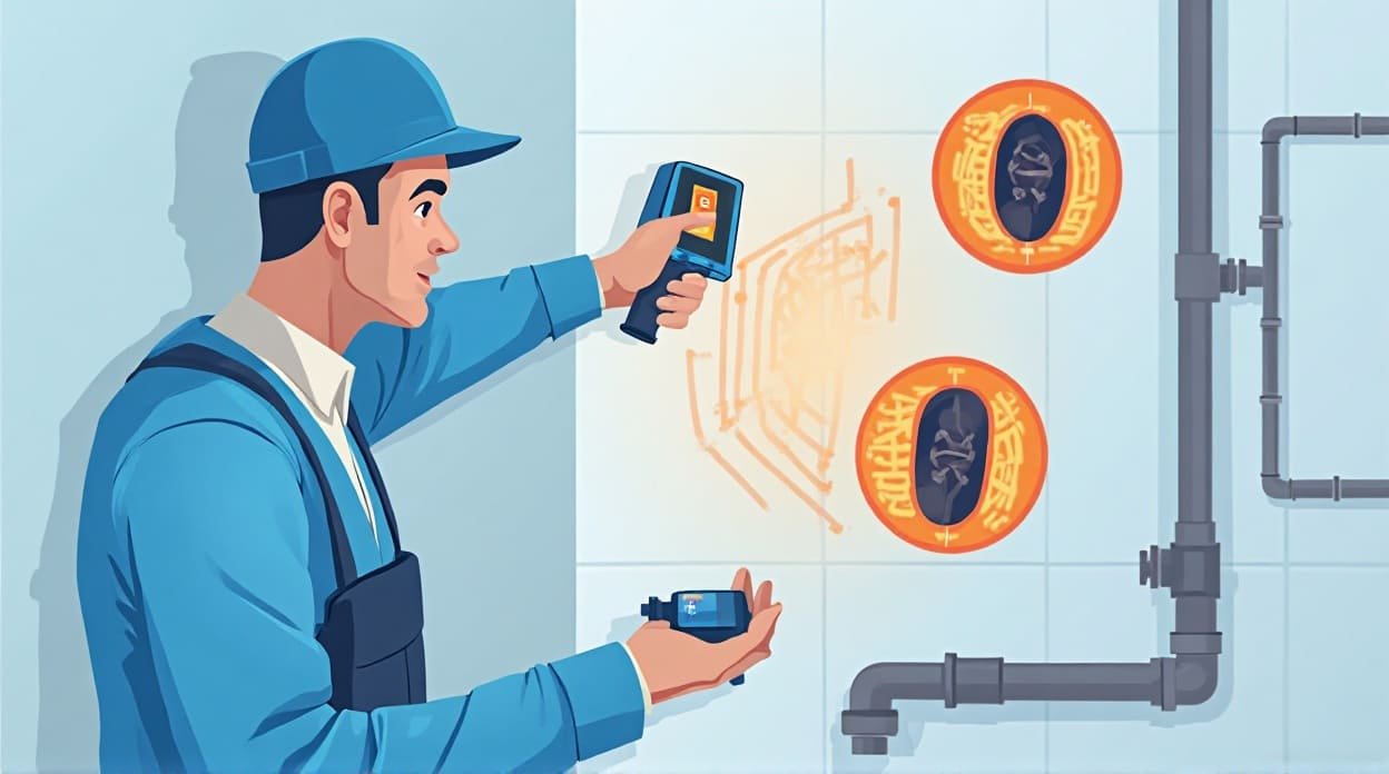 Technician using advanced leak detection technology